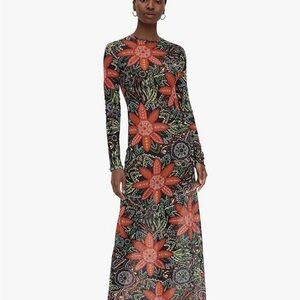 Elegant Floral Long Sleeve Maxi Dress